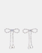 RHINESTONE BOW EARRINGS SILVER